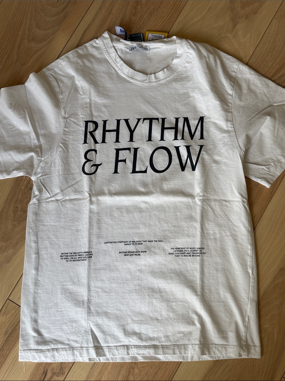 Zara White 'Rhythm & Flow' Graphic Short Sleeve Tee